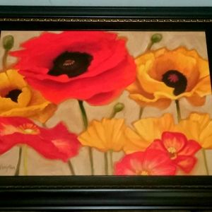 Framed art print "Poppies" by Diane Hoeptner spring decor/picture 40×30 painting